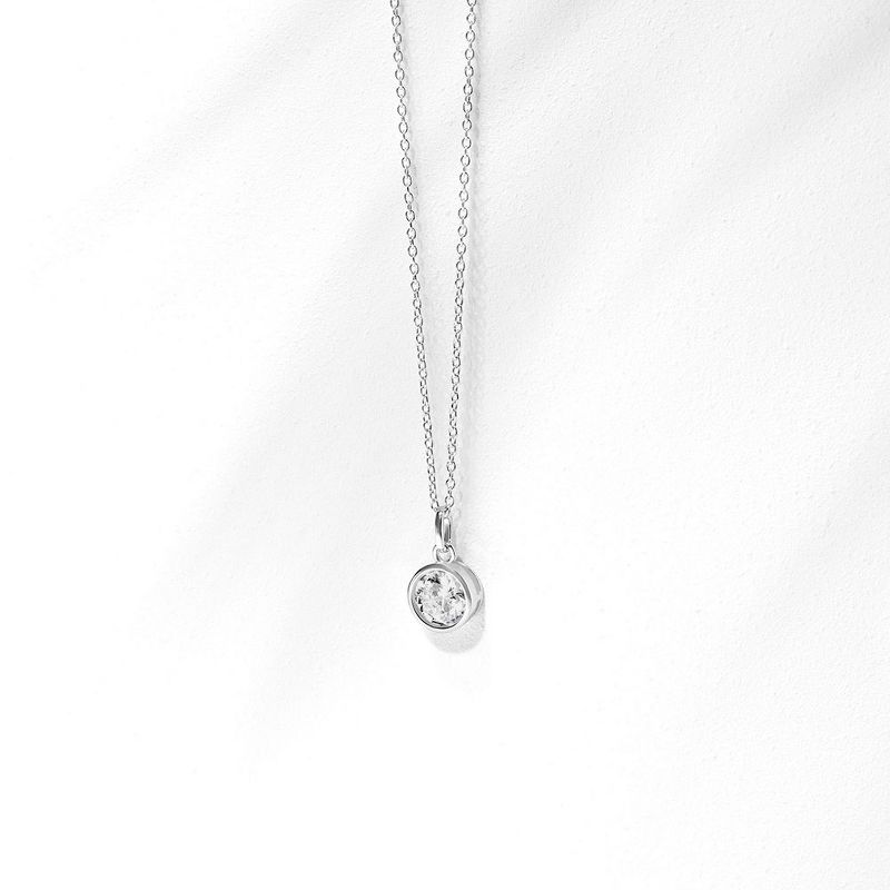 Girls' Birthstone Cubic Zirconia Sterling Silver Necklace - In Season Jewelry, 5 of 8