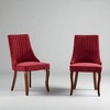 Set of 2 Upholstered Dining Chairs with High Backrest, Rayon Cloth Flocking Linen, Foam Cushion, and Curved Solid Wood Legs for Dining Room - 2 of 4