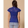 INSPIRE CHIC Women's Elegant Floral Lace Short Sleeve Keyhole Back Semi-Sheer Top - 4 of 4