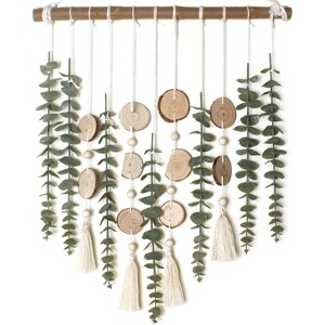Attop Artificial Eucalyptus Wall Decor Fake Greenery Leaves Stems Wall Hanging Plants on 16.5 inch Wooden Stick Boho Rustic - 1 of 4