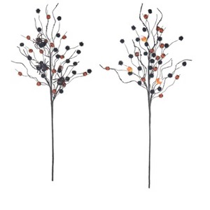 Transpac Fall/Harvest 28" Polyester Pom Pom Spray Set of 2 Home Decorations Halloween - 1 of 1