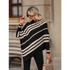 Clearlove Women's Asymmetrical Striped Half-High Mock Collar Bat Sleeve Pullover Knitted Sweater Top - 3 of 4