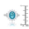 Slickblue Classic Women's 3ct Pink / Aqua CZ Ring, Rhodium Finish, Baguette and Round Cut, Available in Sizes 5-10 - 4 of 4
