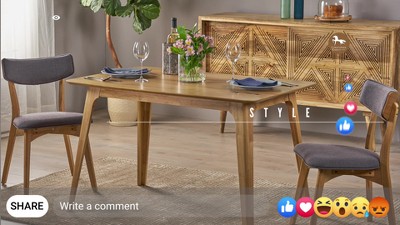 Gray and White Bamboo Print Outdoor Armless Bistro Chairs, Set of 4