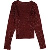 Lucky Brand Womens Sequin Knit Top Embellished T-Shirt, Red, Small - 2 of 2