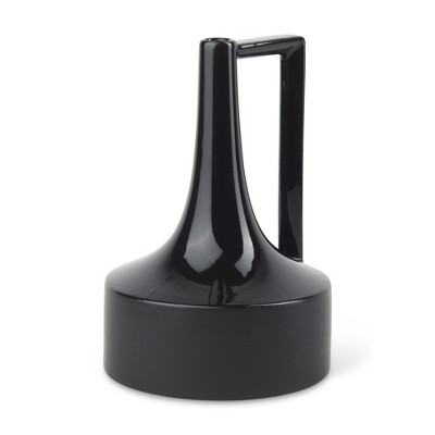 HomeRoots 12" Black Ceramic Jug Vase