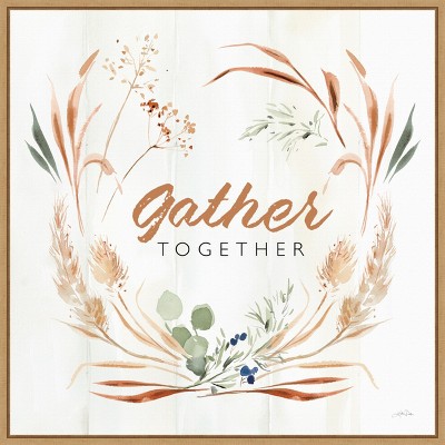 Gather Together Autumn Botanical Canvas Framed Wall Art 22-in. x 22-in.
