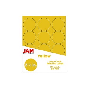 JAM Paper Circle Round Label Sticker Seals 2.5 Inch Diameter Yellow 120/Pack 147628582 - 1 of 4