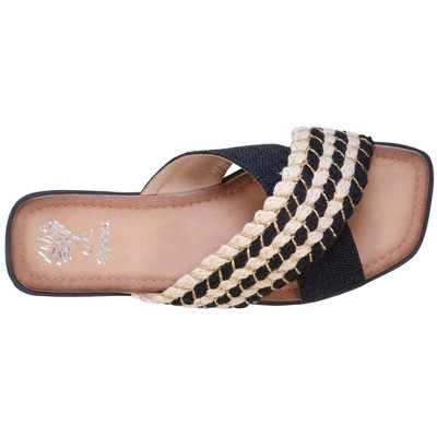 GC Shoes Charita Cross Strap Woven Slide Flat Sandals