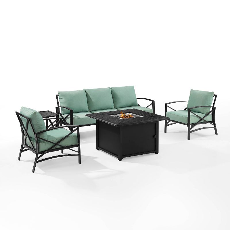 Kaplan 5pc Outdoor Sofa Set with Fire Table - Mist - Crosley, 3 of 17