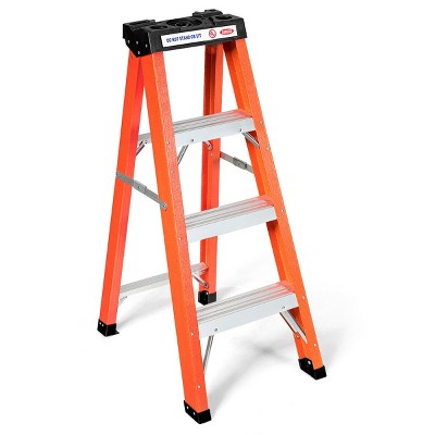Costway 3-Step Ladder Folding Step Stool Platform 330lbs Capacity w/Tool Tray Anti-Slip