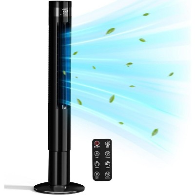 R.W.FLAME 43-Inch Tower Fan, Quiet Bladeless Oscillating Fan with Remote Control, 3-Speed Settings, Built in 12h Timer LED Display Compact Fans