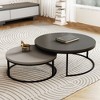 Gaoyangjiaju 31.5/23.7 In, Modern Round Coffee Table Set, Nesting Cocktail Tables with Black Metal Legs - 3 of 4