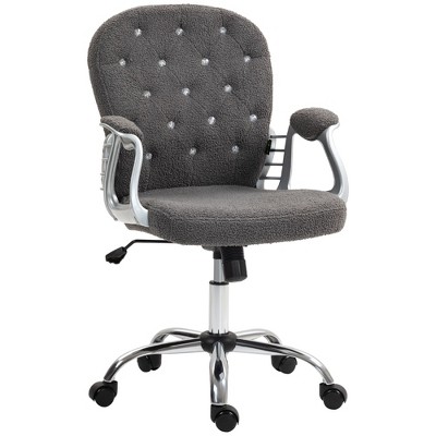 NicBex Teddy Adjustable Height Button Tufted Home Office Desk Chair with Padded Armrests and Wheels for Work Study Vanity