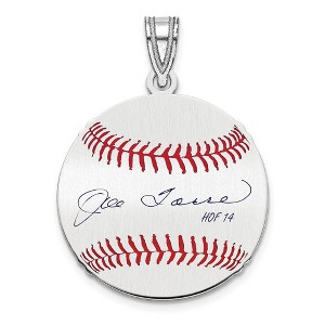 Black Bow Jewelry Sterling Silver Joe Torre Signature SM Enamel Baseball Pendant - 1 of 4