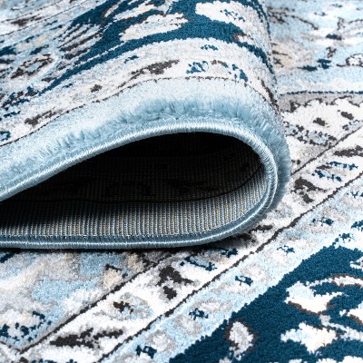 Blue Medallion Synthetic Reversible Runner Rug