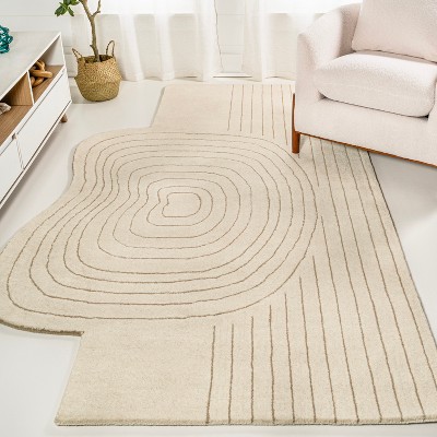 JONATHAN Y Retro Bohemian Abstract Striped Handwoven Wool Indoor Area Rug