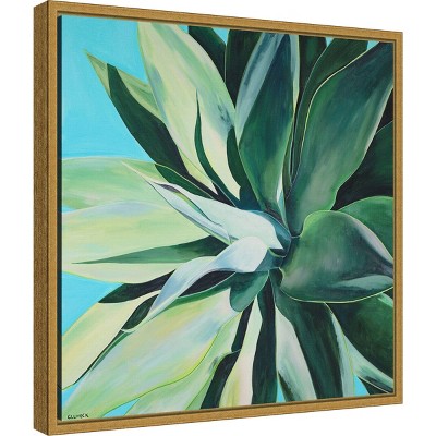 Lush Green Succulent Canvas Wall Art with Gold Frame