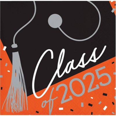 Creative Converting Class of 2025 Graduate Orange Paper Beverage Napkins 108ct