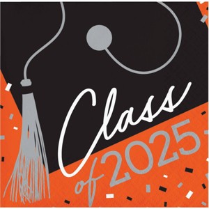 Creative Converting Class of 2025 Graduate Orange Paper Beverage Napkins 108ct - 1 of 4