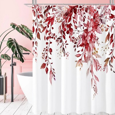 LunaLulinlk Fabric Red Eucalyptus Shower Curtains