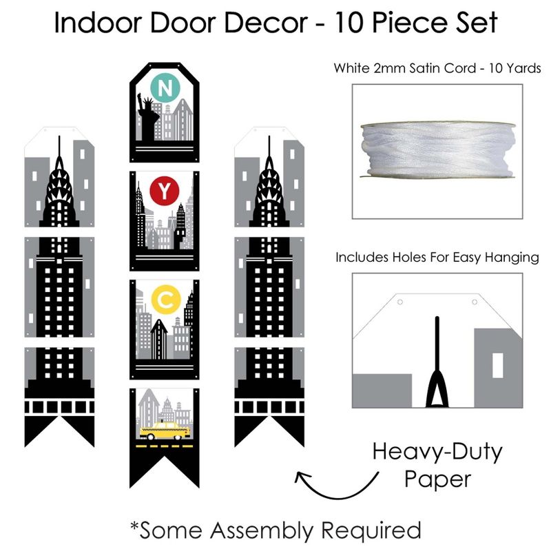 Big Dot of Happiness NYC Cityscape - Hanging Vertical Paper Door Banners - New York City Party Wall Decoration Kit - Indoor Door Decor, 5 of 8