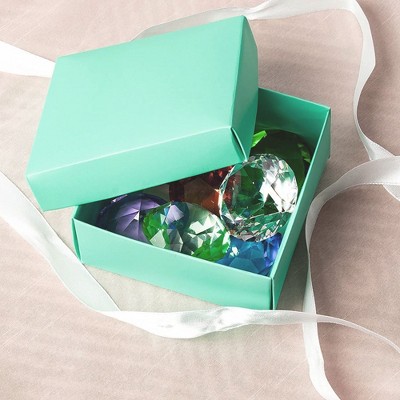 Small Teal Gift Boxes with White Satin Ribbon, 24-Pack