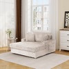 CLIHOME Chenille Chaise Lounge with Soft Cushion Back, Dual Track Arms and Built-in Cup Holders - 3 of 4