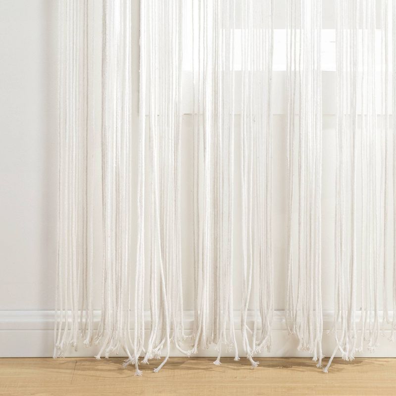 1pc 40&#34;x84&#34; Light Filtering Boho Macrame Tassel Curtain Panel White - Lush D&#233;cor, 5 of 9