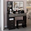 VYNXARIA 41" Large Size Left Bedside Cabinet Vanity Table&Cushioned Stool,Multi Layer High Capacity Storage, Suitable For Large Space,Black - 3 of 4