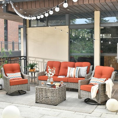 XIZZI OUTDOOR SWIVEL ROCKER SETS: 3-PC Rocker + Modular Sofa & Fire Pit Options - All-Weather Fabric, 8 Color Choices for Patio, Garden, Poolside