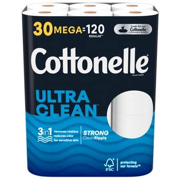 Cottonelle Ultra Clean Strong Toilet Paper - 30 Mega Rolls