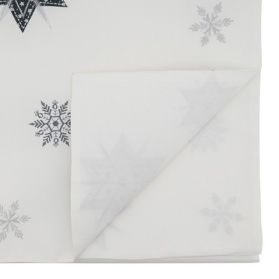 White Embroidered Snowflakes Polyester Table Runner