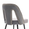 Vynxaria Set of 2 Contemporary Dining Chairs, Gray Velvet Upholstered with Nailhead Trim, Gold-Tipped Black Metal Legs for Dining Room/Kitchen - 4 of 4