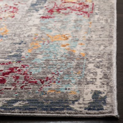 Mystique Gray and Multicolor Abstract 3' x 5' Synthetic Area Rug