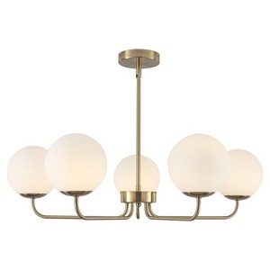 PAKOKULA Modern 5 light Gold Sputnik Chandelier with Globe Glass shade for Kitchen Island - 1 of 4