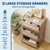 Rattan 5 Drawers Dresser, 46 Inch Tall Boho Dresser with Golden Metal Handles, Chest of Drawers, Clothes Storage Cabinet - 4 of 4