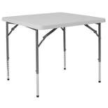 Emma and Oliver 2.79-Foot Square Height Adjustable Granite White Plastic Folding Table