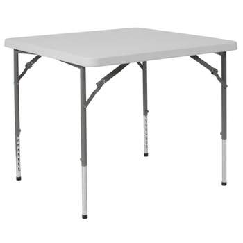 Flash Furniture 2.79-Foot Square Height Adjustable Granite White Plastic Folding Table