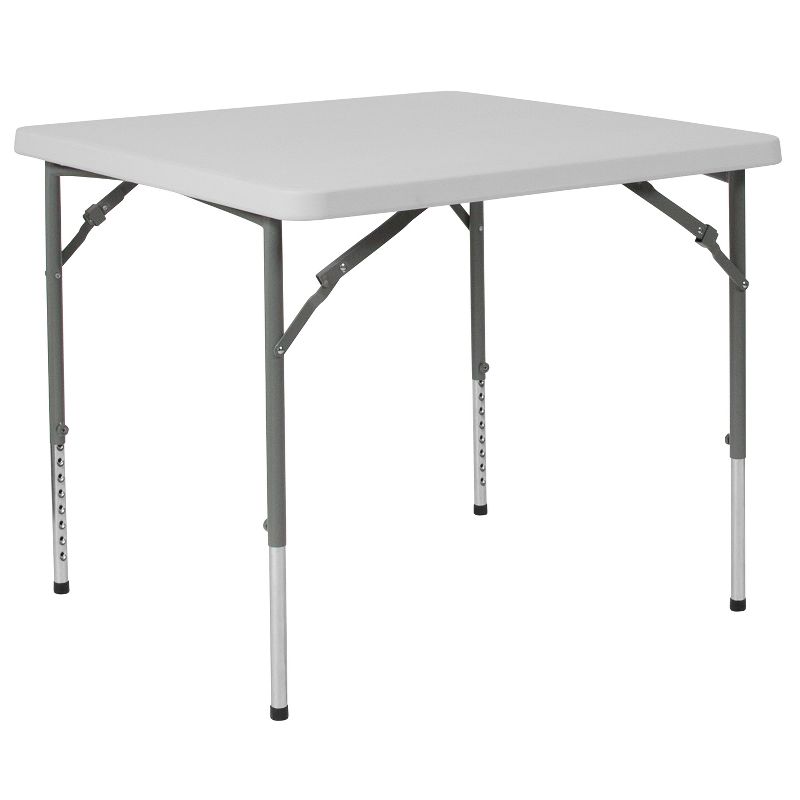 Flash Furniture 2.79-Foot Square Height Adjustable Granite White Plastic Folding Table, 1 of 11