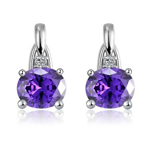Drop Stud Earrings for Women Purple Oval Cz Sterling Silver Womens Ginger Lyne Collection - 1 of 4