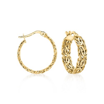 Ross-Simons 14kt Yellow Gold Byzantine Hoop Earrings