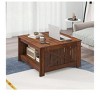 Modern Square Coffee Table Wood Center Table With Half Open Storage Compartment Living Room Table - 3 of 4