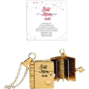 Daughter Love Book Necklace, Laser Engraved Page Pendant Stainless Steel Gift - 1 of 4