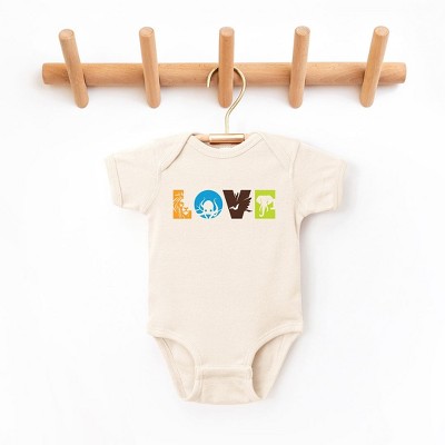 The Juniper Shop Love With Animal Letters Baby Bodysuit