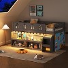 JOYMOR Low Loft Bed Twin Size with LED Lights, 4 Storage Shelves, Removable Curtain, Kids Wood Loft Bed with 15" H Safety Guardrail - 4 of 4