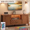 TV Stands for 65 Inch Tv, Entertainment Center with Led Lights,TV Console Table with 2 Storage and 1 Drawer, Retro V-Shaped TV Table for Living Room - 4 of 4
