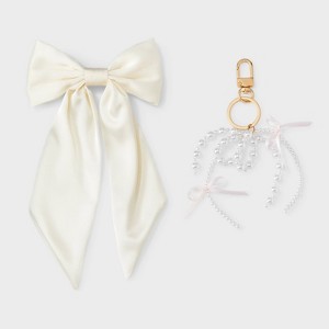 Bow Hair Barrette & Bag Charm - A New Day™ White - 1 of 4