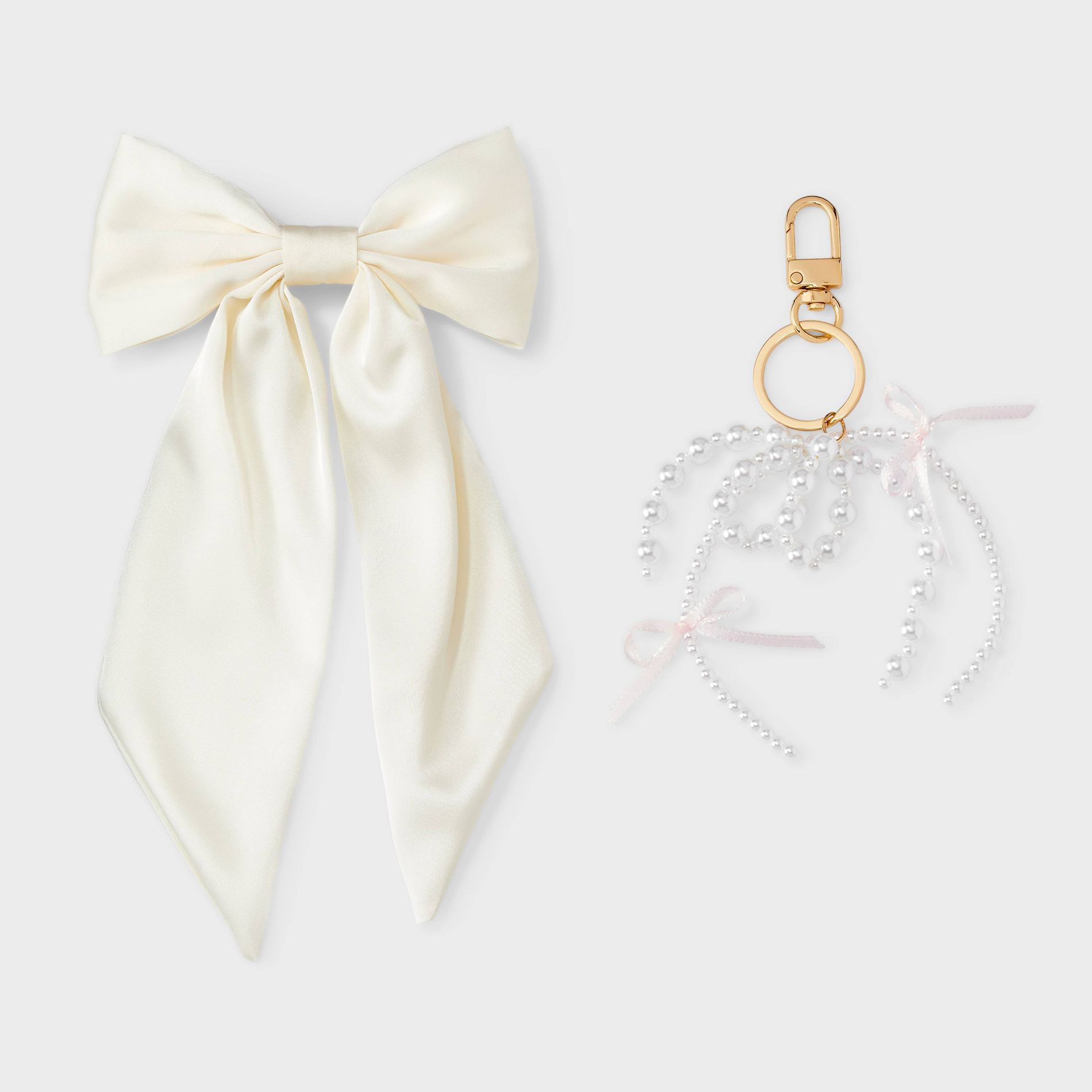 Bow Hair Barrette & Bag Charm - A New Day™ White