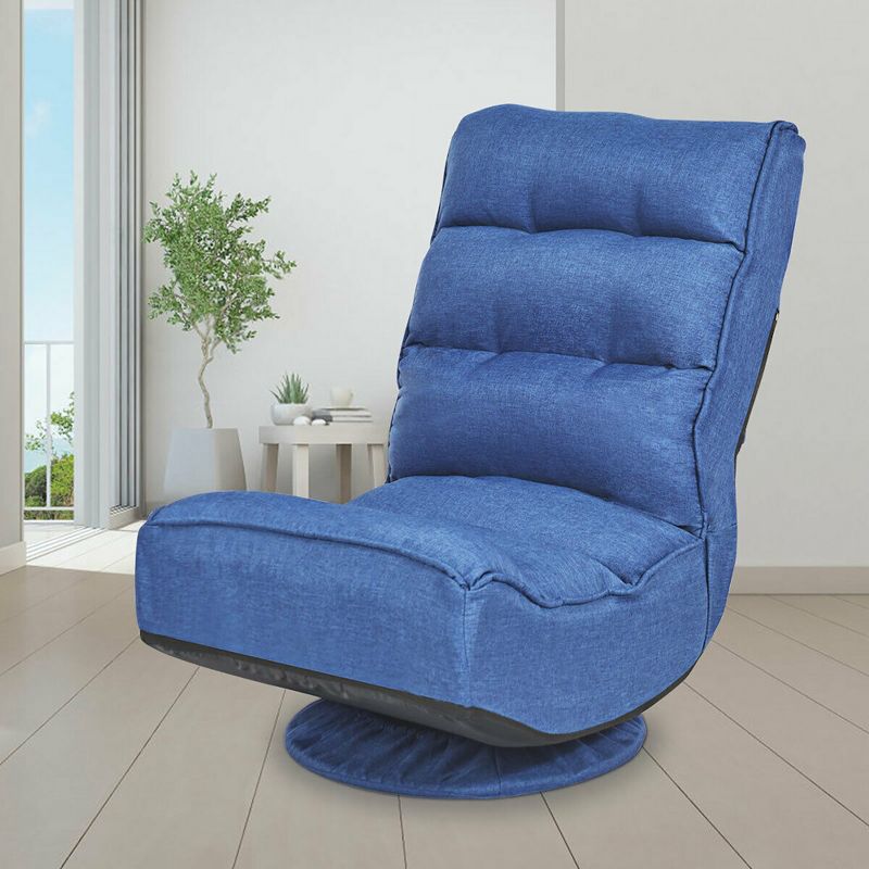 Costway Gaming Chair Fabric 5-Position Folding Lazy Sofa 360 Degree Swivel Grey\ Black\Coffee, 2 of 11